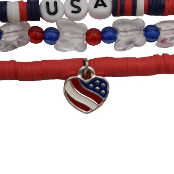 Claires 4th Of July Beaded Bracelet Set With USA Charm & Star Accents - Picture 4 of 5
